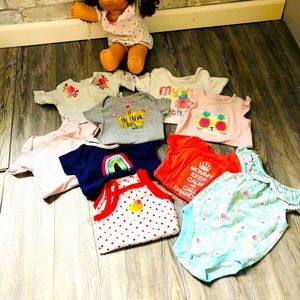 BUNDLE of 9 various brands girls ONSIES. 6-18 months small